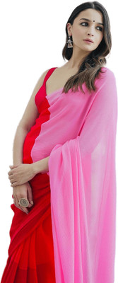 Sidhidata Textile Geometric Print, Printed, Digital Print Bollywood Georgette Saree(Red, Pink)