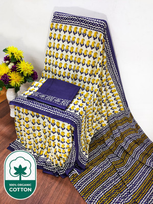 ARSH ENTERPRISE Printed Handloom Pure Cotton Saree(Yellow)