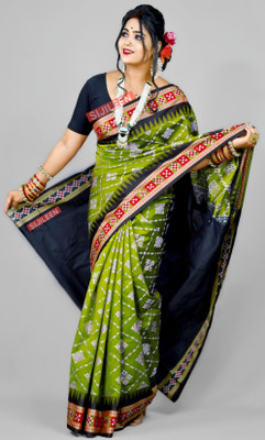 Sijileen Temple Border, Woven Sambalpuri Art Silk Saree(Multicolor)