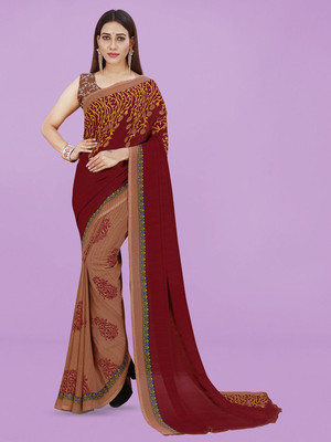 Moda Rapido Printed Daily Wear Georgette Saree(Maroon)