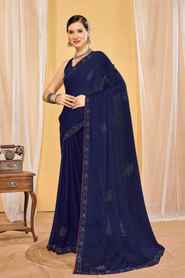 Divastri Embellished Bollywood Georgette Saree(Blue)