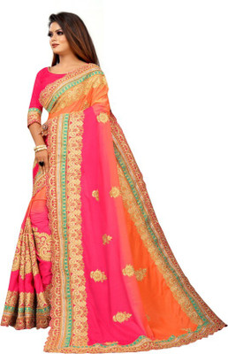 RamKrupa Creation Embroidered Bollywood Georgette Saree(Pink)