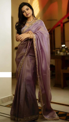 NAARI Embroidered, Embellished Bollywood Tissue, Net Saree(Pink, Gold)