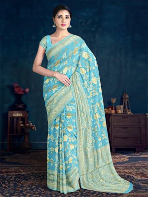 Kalamandir Woven Bollywood Silk Blend Saree(Light Blue)