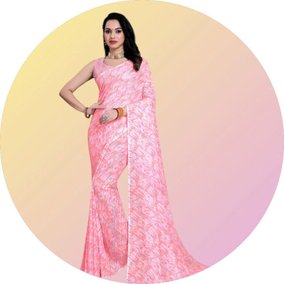 Panchvati NX Printed Bollywood Georgette Saree(Pink)