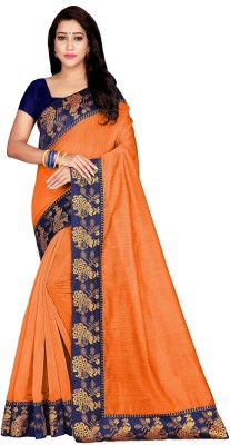 Fashion Day Solid/Plain Bollywood Chanderi Saree(Orange)