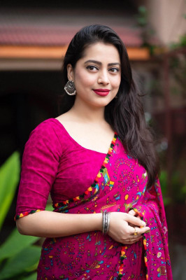 HouseOfCommon Printed Bollywood Georgette Saree(Pink)