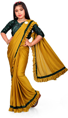 Aika Embellished Bollywood Lycra Blend Saree(Mustard)