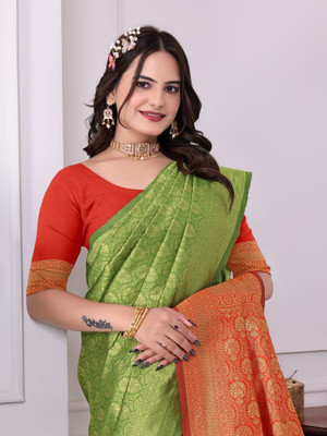 ketan Printed Banarasi Art Silk Saree(Green)