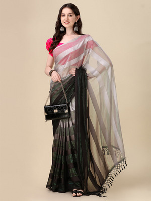 Granthva Fab Self Design Bollywood Silk Blend Saree(Grey)