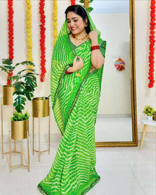 Vraggi Printed Bollywood Georgette Saree(Green)