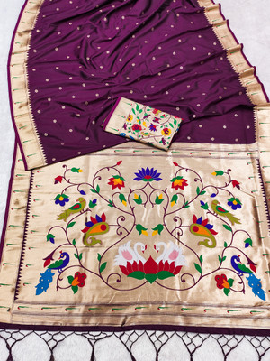 KALKEE FASHION Woven Banarasi Jacquard, Pure Silk Saree(Purple)