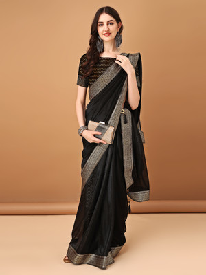 DIVYASHAKTI FASHION Solid/Plain Bollywood Silk Blend Saree(Grey)