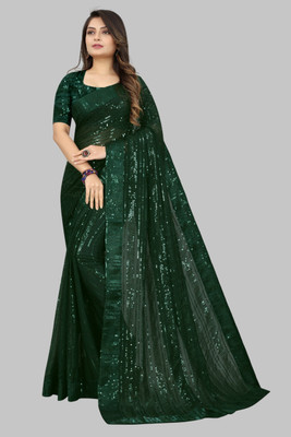 A To Z Cart Embroidered Bollywood Georgette Saree(Green)