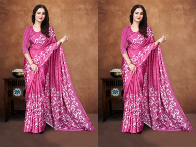 jihana fab Printed Bollywood Georgette Saree(Pack of 2, Pink)