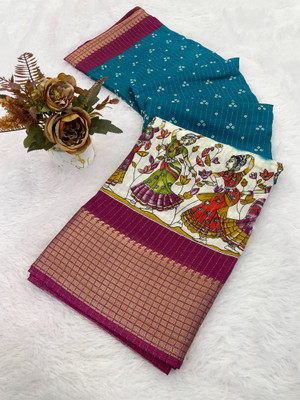 Julee Printed Bandhani Silk Blend Saree(Multicolor)