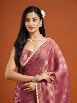 Vragi Embellished Bollywood Chiffon Saree(Purple)