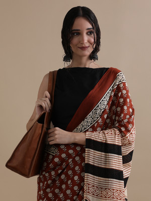 Jaipur Kurti Printed Daily Wear Pure Cotton Saree(Maroon)