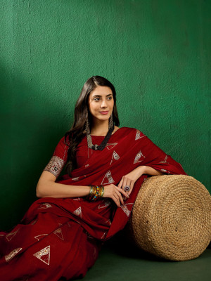 Sangria Woven Banarasi Silk Blend Saree(Red)
