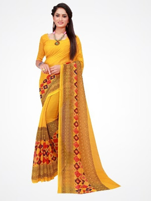 Suntex Printed Daily Wear Georgette Saree(Yellow)
