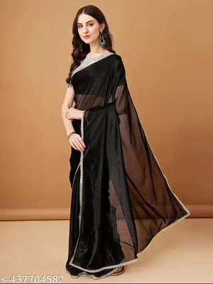 Vragi Self Design Bollywood Lycra Blend Saree(Black)
