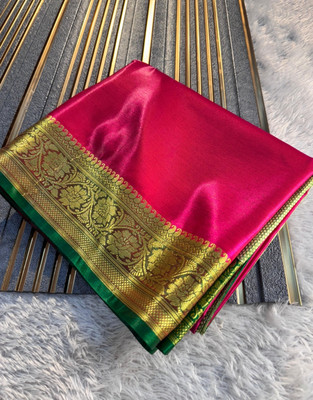 Banaras silk palace Woven Banarasi Satin Saree(Pink)