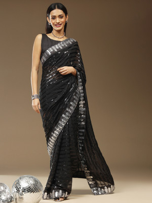 Divastri Embellished Bollywood Georgette Saree(Black)