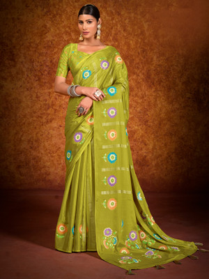 ANOUK Printed Daily Wear Chiffon Saree(Light Green)