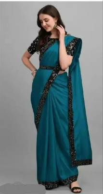 Mijashree Floral Print Daily Wear Lycra Blend Saree(Light Blue)