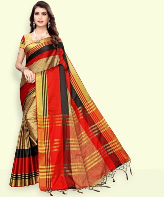 VJ FASHION Self Design Bollywood Cotton Silk Saree(Multicolor)