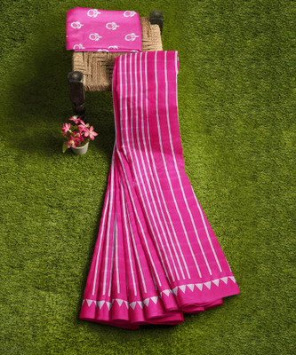 LOVWEAR Floral Print Daily Wear Pure Cotton Saree(Pink)