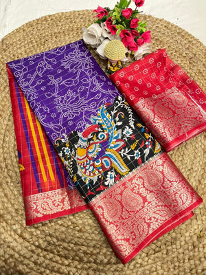 Chandan Fabrics Printed Bollywood Chanderi Saree(Purple)