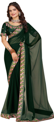 DRIZOMIZ Self Design Bollywood Georgette Saree(Green)