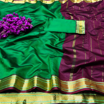 Gajal Self Design Kanjivaram Art Silk, Pure Silk Saree(Green)