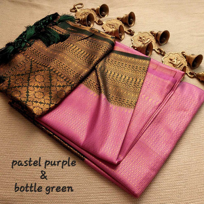 Balaji Self Design Banarasi Silk Blend Saree(Pink)