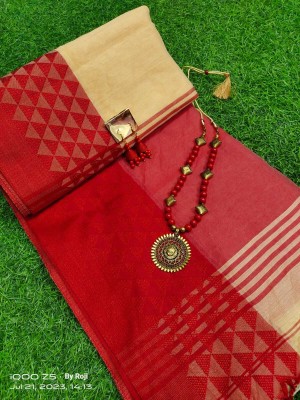 Abharani Saree Kuthir Woven Handloom Cotton Silk Saree(Cream)
