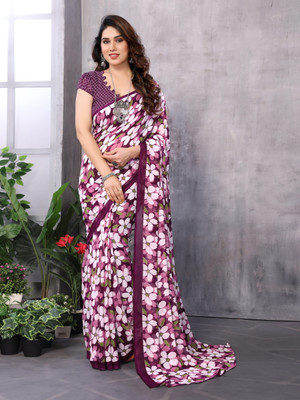 AAI LAXMI CREATION Digital Print, Printed Daily Wear Georgette Saree(Purple)