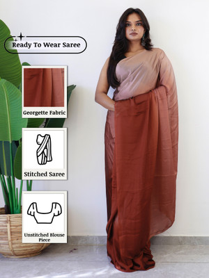 Sareemall Solid/Plain Bollywood Georgette Saree(Brown)