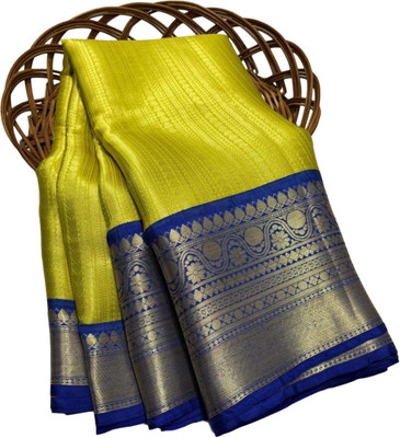 Akram Textiles Hub Woven Banarasi Tissue, Art Silk Saree(Blue, Green)