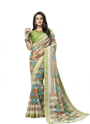 Shaily Printed Daily Wear Silk Blend Saree(Multicolor)
