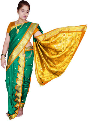 Spewim Woven Paithani Art Silk Saree(Green)
