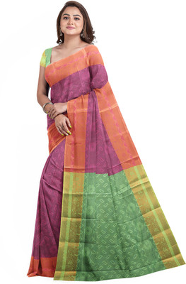 AGD JLS Self Design Bhagalpuri Silk Blend, Art Silk Saree(Pink, Green)