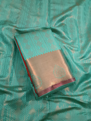 PremiumTextiles Striped Banarasi Art Silk Saree(Light Green)