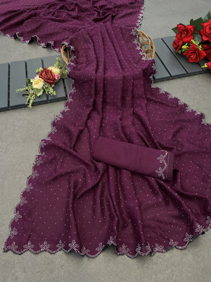 AAINA CREATION Embellished Bollywood Silk Blend Saree(Purple)