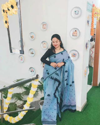 AMILAGROS PIZZARRAS FASHION Woven Mekhela Chador Pure Cotton Saree(Grey)