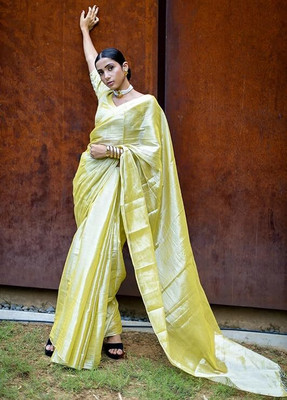 LABELMAVI Self Design Handloom Handloom Tissue Saree(Light Green)
