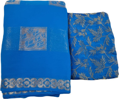 SainiVastra Woven Handloom Georgette Saree(Light Blue)