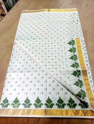 Moumita Printed Handloom Pure Cotton Saree(Multicolor)