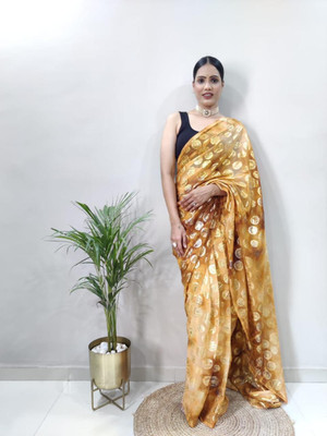 Muskan Collection Self Design Kanjivaram Georgette Saree(Yellow)