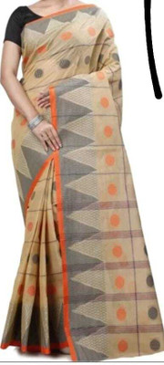 BiswasTextiles Self Design Tant Pure Cotton Saree(Beige)